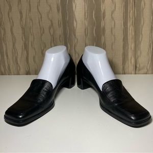 Etienne Aigner Women's 8 'Status' Style Black Leather Loafer Heels Shoes Pumps